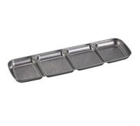 Stainless Steel Sauce Dish with 1 to 4 Compartments for BBQ and Snacks, Made from 304 Stainless Steel, Stable Base Design to Prevent Spills, Suitable for Catering (4 Grids)