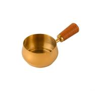 Stainless Steel Sauce Pan with Wooden Handle for Milk, Gravy, Hot Oil - Compact Design for Small Kitchens, Precise Pouring Spout(Gold 120ML)