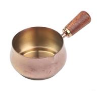 Stainless Steel Sauce Pan with Wooden Handle for Milk, Gravy, Hot Oil - Compact Design for Small Kitchens, Precise Pouring Spout(Rose Gold 120ML)