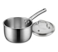 Stainless Steel Saucepan, 14cm Small Saucepan with Lid Compatible with Induction, Ceramic and Gas Cooktops, Small Multipurpose Pot with Stay-Cool Handle for Restaurant or Home Kitchen