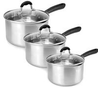 Stainless Steel Saucepan Set | Cooking Pan | Stainless Steel Pan Set | Cookware Saucepans for Gas, Ceramic, Solid-Plate Electric and Induction Hob | Cooking Pot