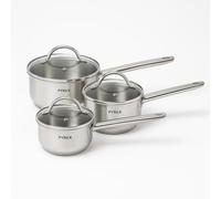 Stainless Steel Saucepan Set with Glass Lids, 3-Piece
