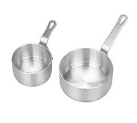 Stainless Steel Saucepan Small Cooking Pot Pan Milk Warmer 50 ml and 100 ml White Dining Table Set for 4 Rounds (Silver, One Size)