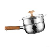 Stainless Steel Saucepan with Steamer Insert Glass Lid and Wide Base for Even Heating When Preparing For Milk Porridge or Ramen