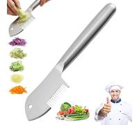 Stainless Steel Scallion Cutter and Silk Knife, Multi-Purpose Green Onion Slicer for Kitchen, 420 Grade Precision Julienne Blade, Handheld Vegetable Tool with Ergonomic Handle, Silver, 1 Pack