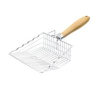 Stainless Steel Scooper | Stainless Kitty Metal Scooper | Stainless Steel Poop Scooper, Lattice Shape, Ergonomic Wood Handle, Easy Clean for Cat Litter