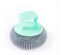 Stainless Steel Scourer 5pcs Stainless Scrubber Dish Kitchen Sponge Pads Brush Cleaning Metal Wool Handle Scouring Sponges Pot Scrubbing Scrub