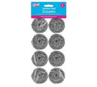 Stainless Steel Scourers -8 Pcs Washable and Reusable Rust Resistant Scourer , Cleaning Hard Stain on Any Utensils Dissolves Stubborn Dirt Grease, Powerful and Effective Clean Scrubbing Pad(1 Pack)