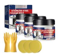 Stainless Steel Scratch Remover for Appliances, Upgraded Multi-Purpose Scratch Remover Paste Repair Kit for Oven, Sink, Fridge & Cookware, Cleans Grease, Scuffs & Restores Shine (3PCS)