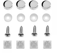 Stainless Steel Screws Fasteners for License Plates, Frames, and Covers on Domestic Cars, Trucks, Vans, SUVs - Rustproof, Self Tapping Mounting Bolts Screws + Chrome Caps