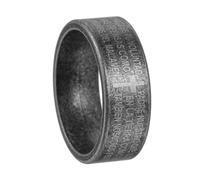 Stainless Steel Scripture Cross Rings, Christian Lord's Prayer Cross Ring, 8MM Vintage Frosted Finish Bible Ring for Men, Religious Faith Rings for Baptisms/Anniversaries (12)