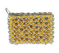 Stainless Steel Scrubber - Chain Mail Mesh, Reinforced Ring Pattern | Rust-Free Coil Weave, Pan-Safe Grid Link, Metal Texture Sheet, Stain Removal Pad Use in Grillware, Cooking Cleanup
