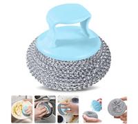 Stainless Steel Scrubber-Steel Wool Srubber for Scouring Stubborn Messes from Pots and Pans,Steel Wool Scrubber for Kitchens Pans, Stoves,Broiler Racks,Grills (Blue)