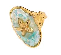 Stainless Steel Sea Star Oval Rings Adjustable Size Smooth Surfaces Jewelry For Casual Or Evening Outfits Marine Life Inspired Adjustable