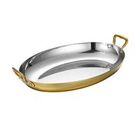 Stainless Steel Seafood Paella Pan Cookware, Oval Spanish Paella Pan with Dual Handles for Homes, Restaurant Or Camping Skillet