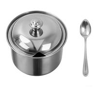 Stainless Steel Seasoning Bottle with Functional Lid Design and Permanent Spoon for Salt Sugar and Ground Spices Storage (8.6cm)