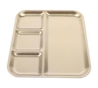 Stainless Steel Seasoning Plate Divided Tray for Appetisers and Tapas | Golden Rectangular Design, Multiple Compartments, Nonslip Flat Base, Easy-clean Tableware for Restaurants and Camp Grilling