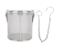 Stainless Steel Seasoning Strainer, Fine Mesh Filter with Extended Chain Hook, Multifunctional Tea and Soup Seasonings Separation Basket for Home Kitchen (Large)