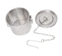Stainless Steel Seasoning Strainer with Hanging Chain, Tea Balls Filter Basket for Soup and, One Key Locking Infuser for Home and Restaurant Kitchen Use (Diameter 12cm/4.7in)