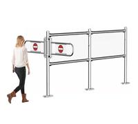 Stainless Steel Security Gate, Pedestrian Access Barrier, Metal Passage Restriction Device with Swing Door for Supermarket, Store, Warehouse (Silver, 200x100CM)