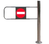 Stainless Steel Security Gate with Auto Closure - One Way Access Door for Government Buildings 100x97CM Durable Red/Black Design Safe & Reliable Entry Solution
