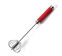 Stainless Steel Semi-automatic Egg Whisk - 3PCS Hand Push Rotary Whisk Blender (10IN Red)