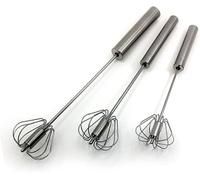 Stainless Steel Semi-automatic Egg Whisk - 3PCS Hand Push Rotary Whisk Blender