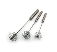 Stainless Steel Semi-automatic Egg Whisk - 3PCS Hand Push Rotary Whisk Blender (3 Pack)