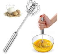 Stainless Steel Semi-Automatic Egg Whisk,Egg Whisk Hand Push Whisk Blender, Hand Push Mixer Stirrer Kitchen Tool for Blending, Whisking, Beating, Stirring,Stirrer Kitchen Tool for Cooking (12in)