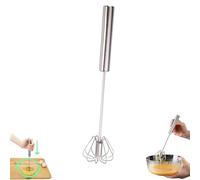Stainless Steel Semi-Automatic Whisk, 2025 New Stainless Steel Egg Whisk, Rotating Semi-Automatic Egg Beater, for Blending, Whisking, Beating,Stirring (S: 27 * 7cm/10.63 * 2.76in)