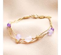 Stainless Steel Semi Precious Multi Strand Bracelet in Gold lisa angel Gold One Size