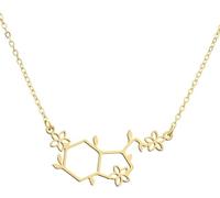 Stainless Steel Serotonin Molecule Chemistry Polygon Pendant Necklace Unique Chemical Structure Jewelry Gift for Science Lovers and Students