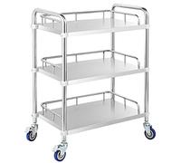 Stainless Steel Service Cart with Lockable Wheels 3-Tier Removable Sto Trolley for Dining Catering and Home Use - & Versatile Utili Cart