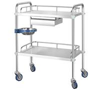 Stainless Steel Serving Cart Versatile Kitchen Trolley Removable 2- or 3-Tier Design 66 x 44 x 86 cm Durable Rolling Cart Perfect for Home Use 2 Layers-80x48x86Cm