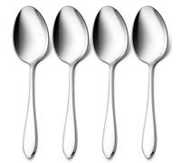 Stainless Steel Serving Spoons, E-far 4-Piece Metal Solid Spoons Hostess Serving Utensils Tablespoons Set for Catering Buffet Party Kitchen Restaurant, Dishwasher Safe