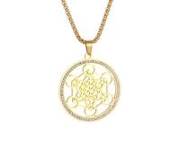 Stainless Steel Seven Angels Magic Circle Pendant Inlaid with Zircon Six Pointed Star Amulet Necklace for Men and Women Jewelry