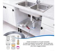 Stainless Steel Sewer Jetting Nozzle Kit for Pressure Washers - 1/4" Quick Connect Drain Cleaning Nozzles (4-Piece) + Tape, Compatible