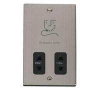 Stainless Steel Shaver Socket 115V/230V - Black Trim - Se Home