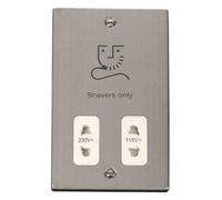 Stainless Steel Shaver Socket 115V/230V - White Trim - Se Home