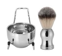 Stainless Steel Shaving Brush Beard Brush Holder Stand Soap Bowl Set, Shaving Tool Kit, Premium Grooming Accessories for Men with Durable Stainless Steel Construction, Perfect for