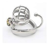 Stainless Steel Short Chastity Lock Chastity Device Men's Metal Beginner Cage Penis Cage Hook Snap Ring Sexy Toys(50mm)