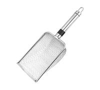 Stainless Steel Shovel, 2-in-1 Sifting Mesh Shovel for Cat Litter Tray & Beach Sand, Durable Metal Scoop for Pet Waste, Shell Collecting, Gardening, Easy to Clean & Portable Design