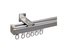 Stainless Steel Shower Curtain Rod with Quiet Pulley Rustproof Bath Curtain Track for Windows & Wardrobes (Gray 130CM/4.3FT)