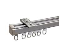 Stainless Steel Shower Curtain Rod with Quiet Pulley System 130CM/4.3FT Gray for Bathtub Closet and Window Rust-Free Curtain Track System