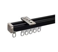 Stainless Steel Shower Curtain Rod with Silent Pulley Rust-Free 150CM/4.9FT Ideal for Bathtub Closet Window Black Smooth Glide Design