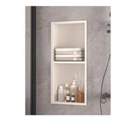 Stainless Steel Shower, Embedded Storage Shelf, Modern Bathroom & Kitchen nizer, Shower Wall rt, Waterproof for Balconies (White, 70x28cm)
