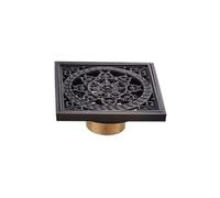 Stainless Steel Shower Floor Drain Black Floor Drain 10X10 cm Square Brass Shower Drain Strainer Floor Cover Art Carved Balcony Bathroom Accessories (One Color Type2)