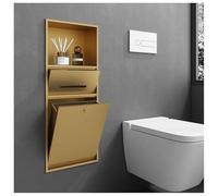 Stainless Steel Shower Niche - Embedded Wet Room Shelf with Trash Can for Home Living, Kitchen, Bedroom, and Bathroom - No Tile Required