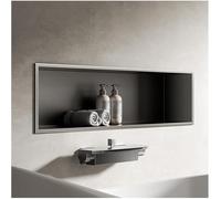 Stainless Steel Shower Niche, Water Proof Recessed Alcove with Led Light, Rectangle Box for Bathroom Cabinets Bookshelves Storage Grey 1200x280x125mm