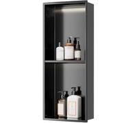 Stainless Steel Shower Niche with LED Light and Storage Shelf - Modern Bathroom Organizer, Waterproof Design for Easy Installation and Enhanced Ambiance